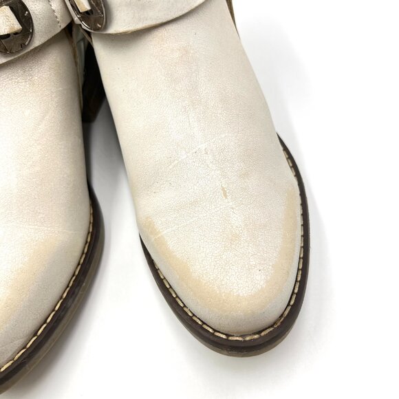 Chinese Laundry Womens Size 6.5 Cream Distressed‎ Western Ankle Boots Shoes - Picture 5 of 14